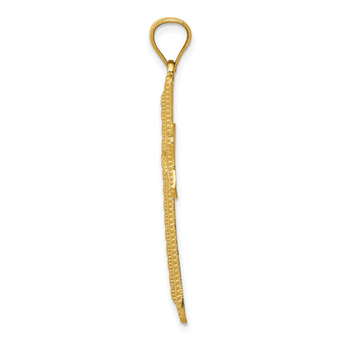 14k Diamond-cut Cross Pendant-K6214