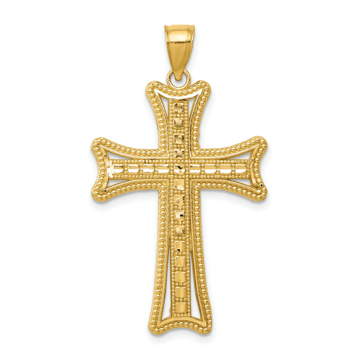 14k Diamond-cut Cross Pendant-K6214