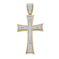 14k w/Rhodium Micro PavÃ© CZ Large Cross Pendant-K6216