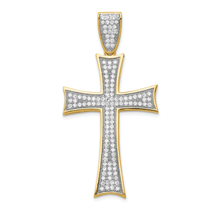 14k w/Rhodium Micro PavÃ© CZ Large Cross Pendant-K6216