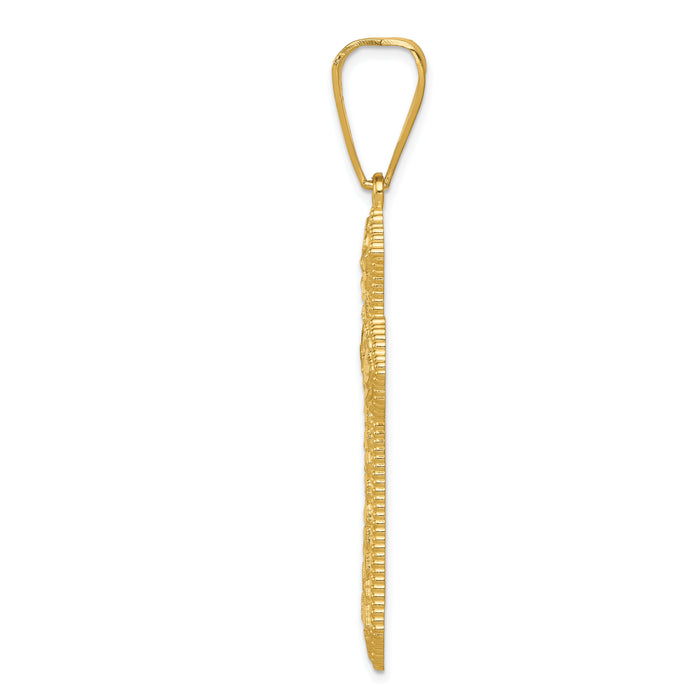 14k Diamond-cut Budded Cross Pendant-K6223