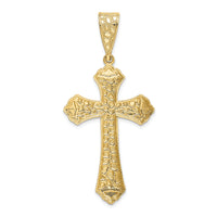 14k Diamond-cut Budded Cross Pendant-K6223