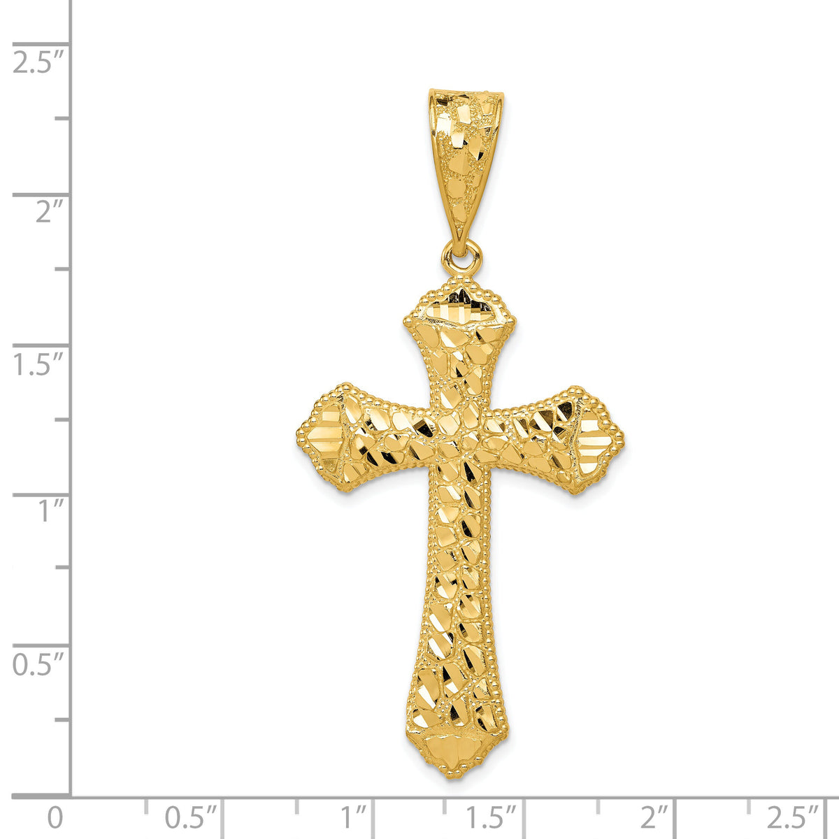 14k Diamond-cut Budded Cross Pendant-K6223