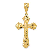 14k Diamond-cut Budded Cross Pendant-K6223