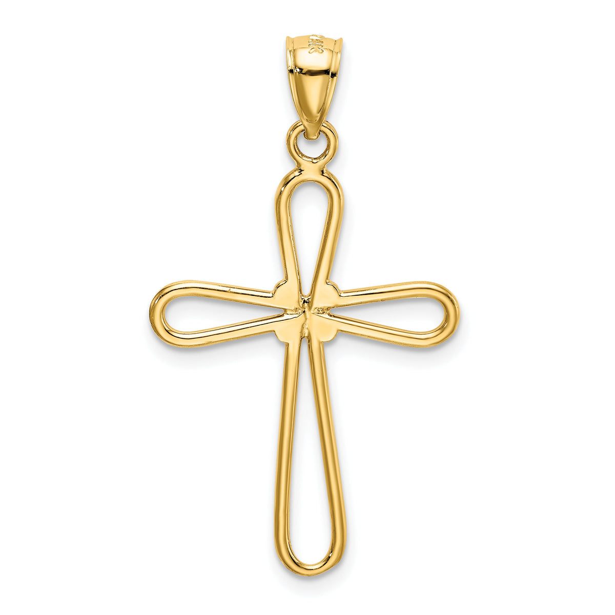14k Polished Rounded Cross w/-X- Center Pendant-K6225