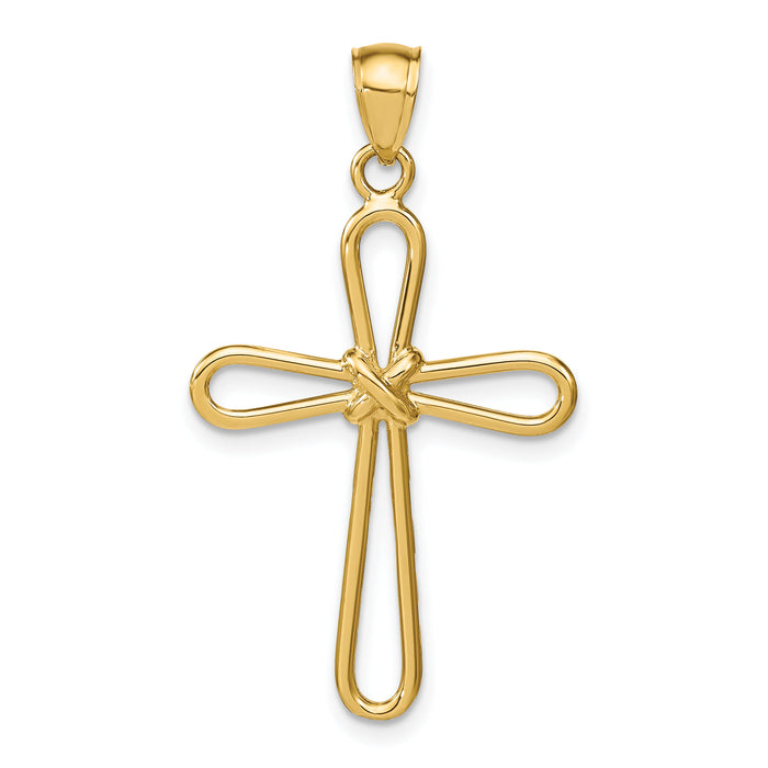 14k Polished Rounded Cross w/-X- Center Pendant-K6225