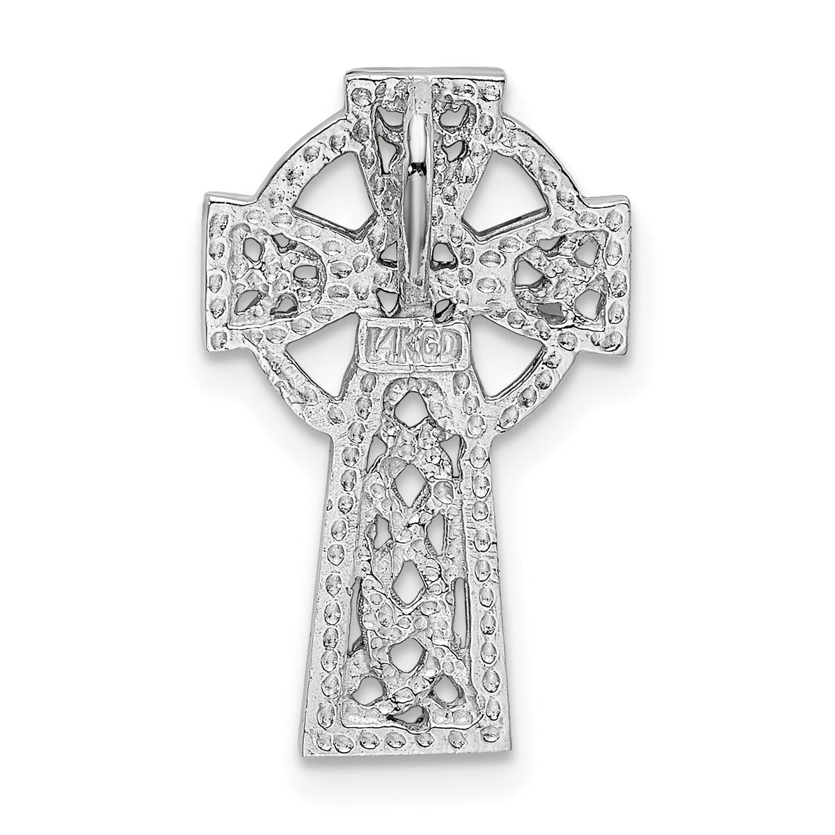14k White Gold Polished Celtic Cross Slide-K6232