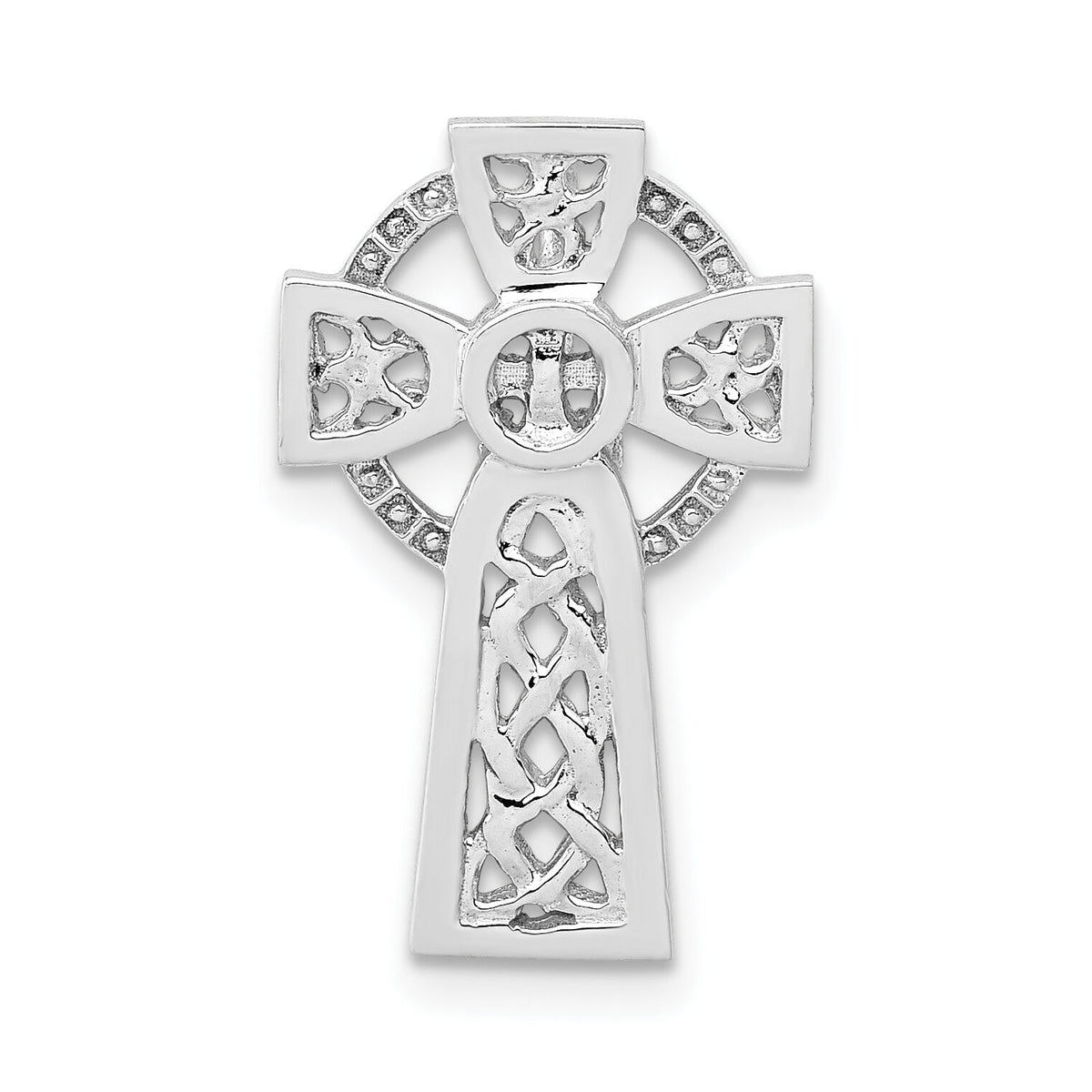 14k White Gold Polished Celtic Cross Slide-K6232