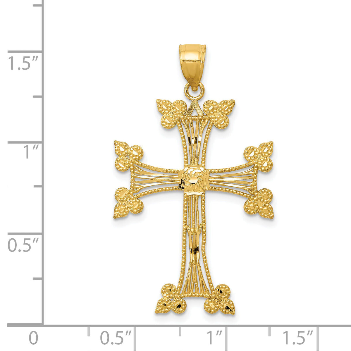 14k Diamond-cut Fancy Cross Pendant-K6234