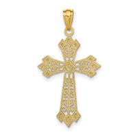 14k Diamond-cut Polished Filigree Cross Pendant-K6238