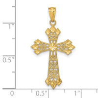 14k Diamond-cut Polished Filigree Cross Pendant-K6238