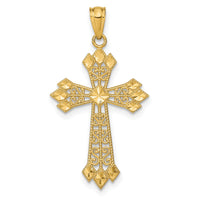 14k Diamond-cut Polished Filigree Cross Pendant-K6238