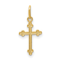 14k Polished Small Budded Cross Charm-K6243