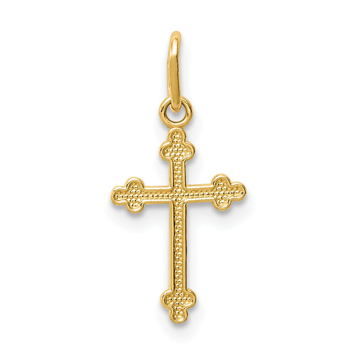 14k Polished Small Budded Cross Charm-K6243