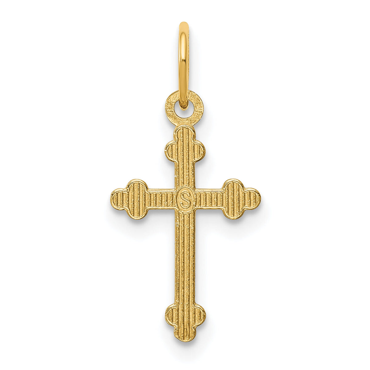 14k Small D/C Budded Cross Pendant-K6244