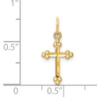 14k Small D/C Budded Cross Pendant-K6244