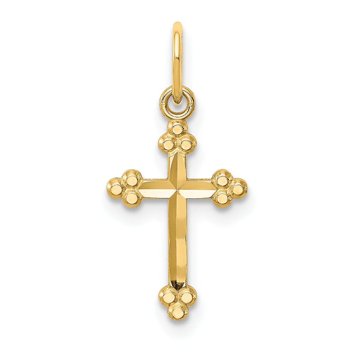 14k Small D/C Budded Cross Pendant-K6244