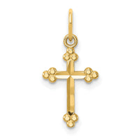 14k Small D/C Budded Cross Pendant-K6244