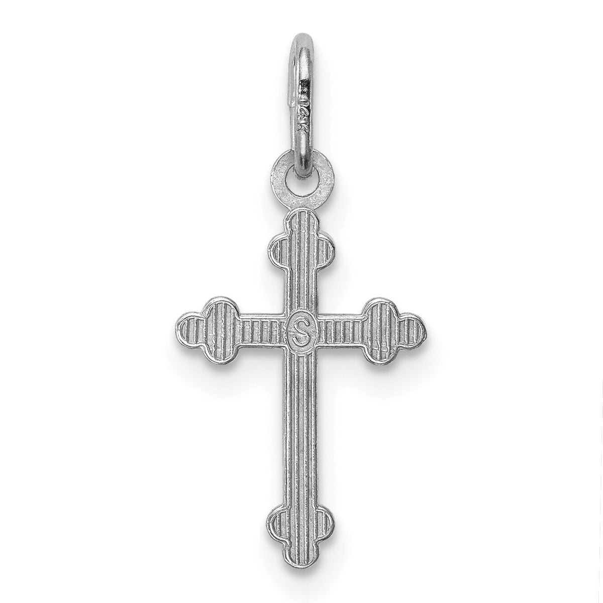 14k White Gold Polished D/C Small Budded Cross Charm-K6245