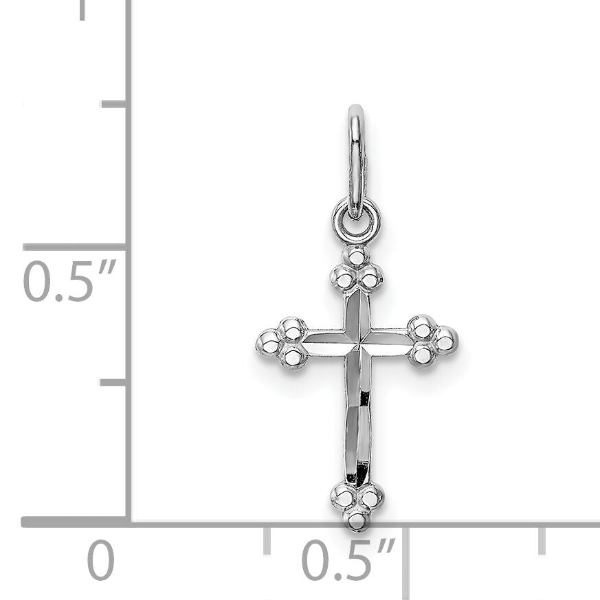 14k White Gold Polished D/C Small Budded Cross Charm-K6245