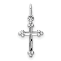14k White Gold Polished D/C Small Budded Cross Charm-K6245
