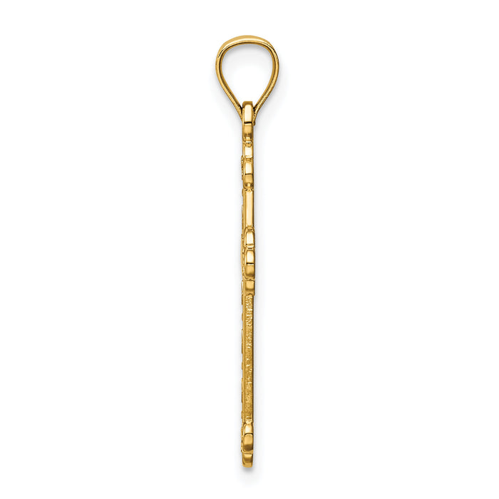 14K Satin and Polished Faith Cross Pendant-K6246