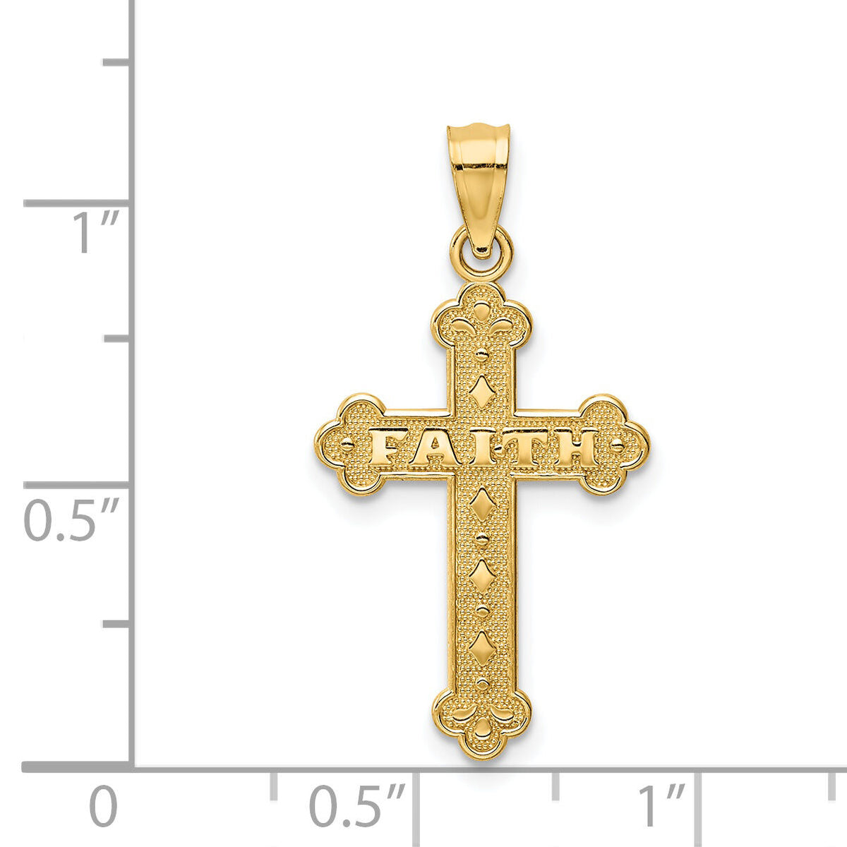 14K Satin and Polished Faith Cross Pendant-K6246