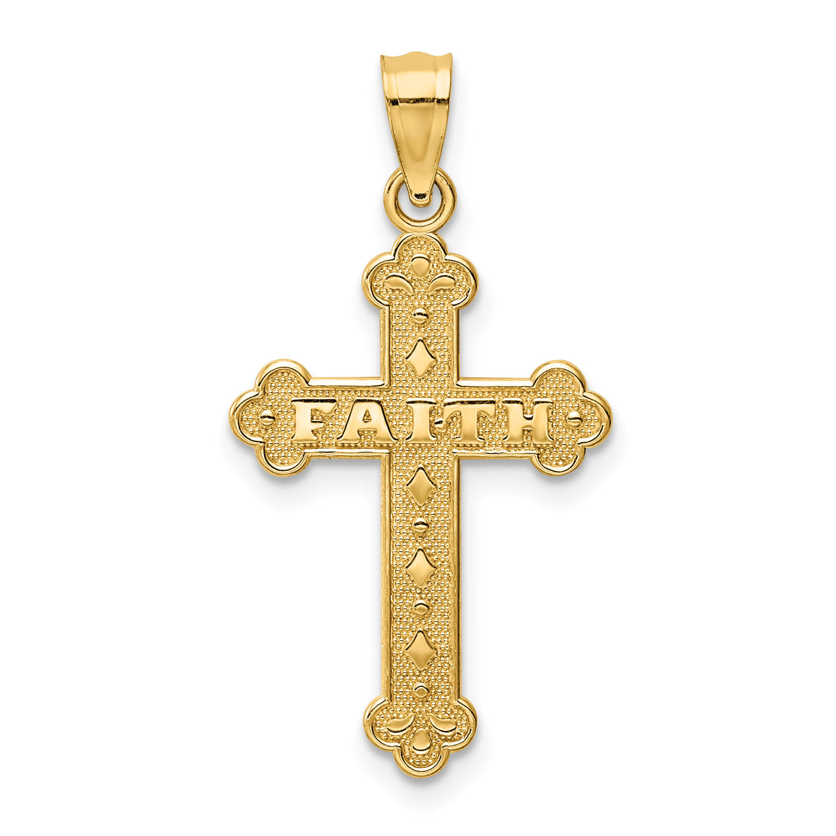 14K Satin and Polished Faith Cross Pendant-K6246