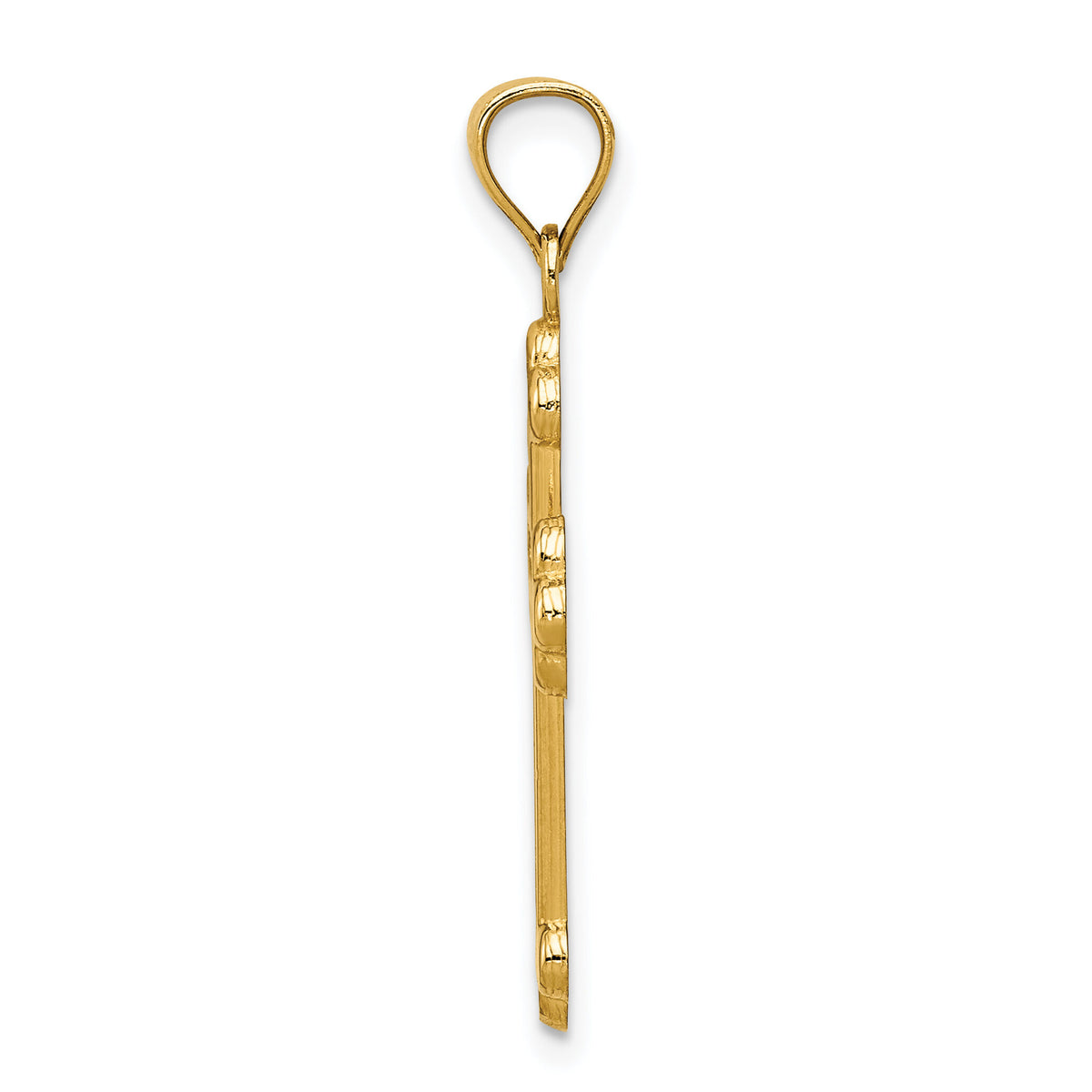 14K Satin and Polished Budded Cross Pendant-K6247