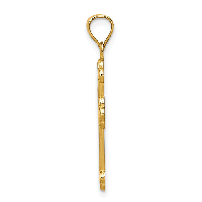 14K Satin and Polished Budded Cross Pendant-K6247