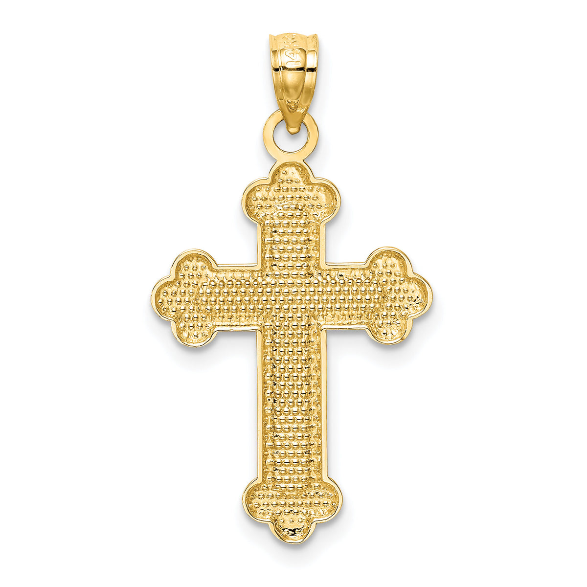 14K Satin and Polished Budded Cross Pendant-K6247