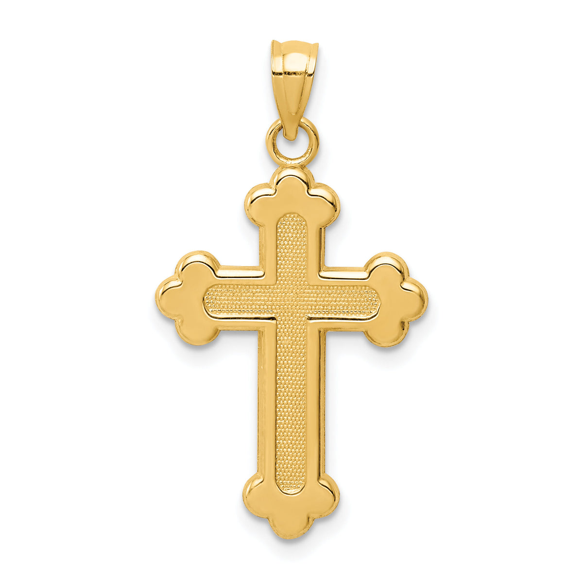 14K Satin and Polished Budded Cross Pendant-K6247