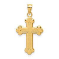 14K Satin and Polished Budded Cross Pendant-K6247