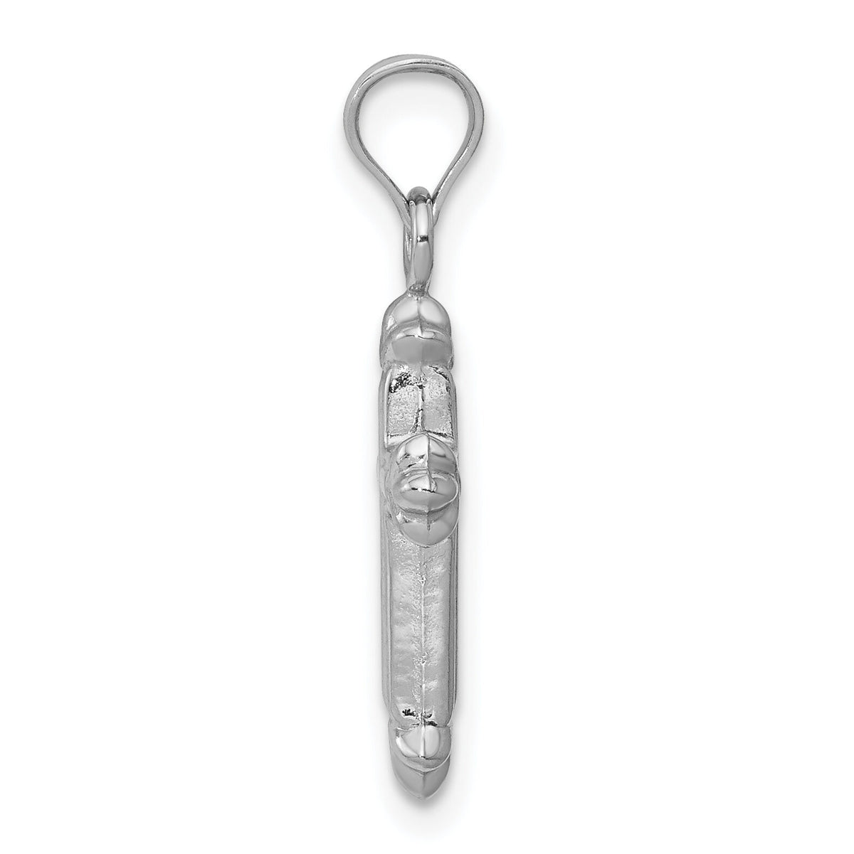 14k White Gold Fleur de Lis Hollow Cross Charm-K6249