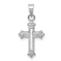 14k White Gold Fleur de Lis Hollow Cross Charm-K6249