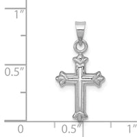 14k White Gold Fleur de Lis Hollow Cross Charm-K6249
