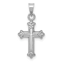 14k White Gold Fleur de Lis Hollow Cross Charm-K6249