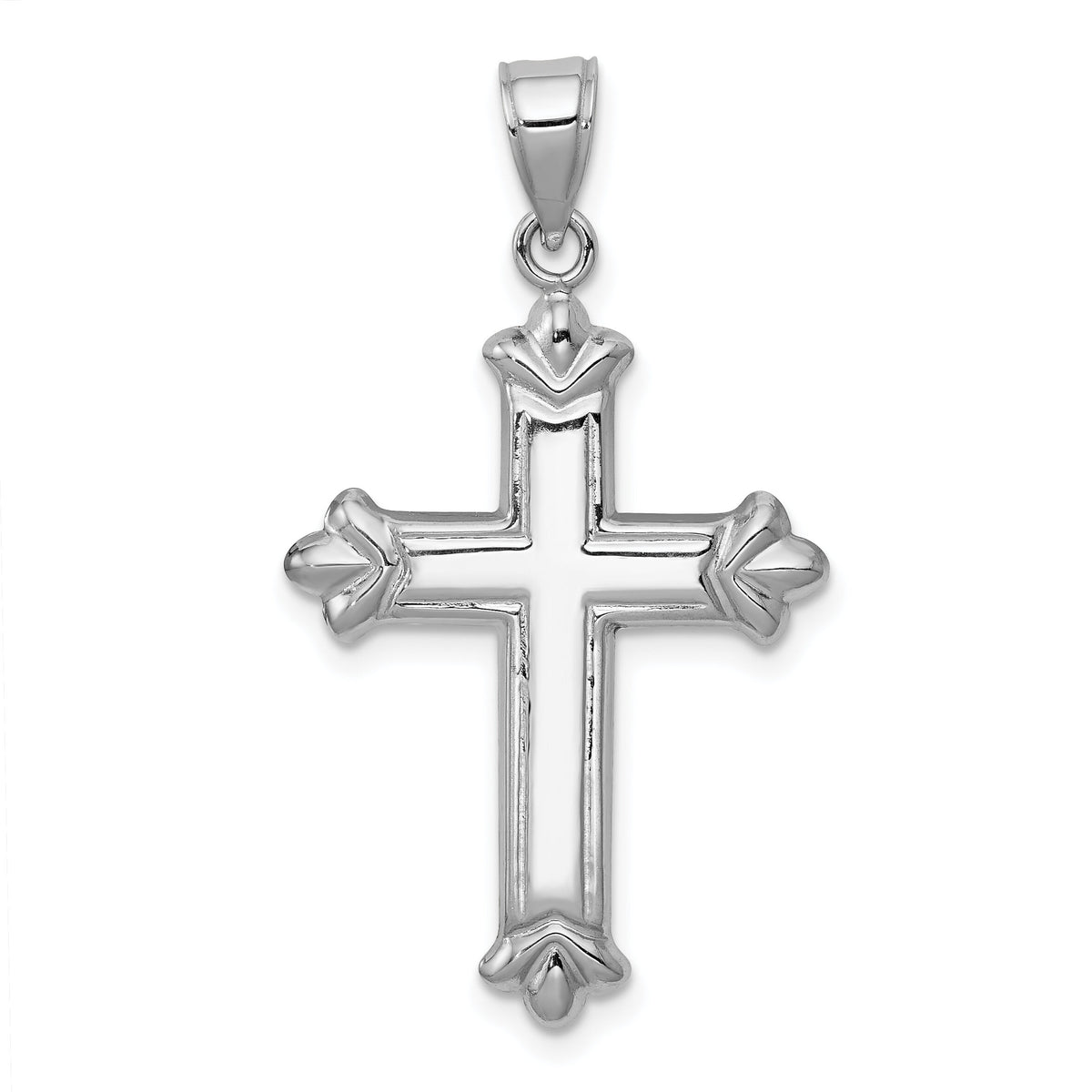 14k White Gold Reversible Diamond-cut Cross Pendant-K6251