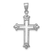 14k White Gold Reversible Diamond-cut Cross Pendant-K6251