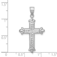 14k White Gold Reversible Diamond-cut Cross Pendant-K6251