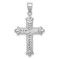 14k White Gold Reversible Diamond-cut Cross Pendant-K6251