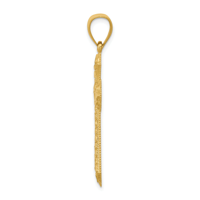 14k Diamond-cut Budded Cross Pendant-K6254