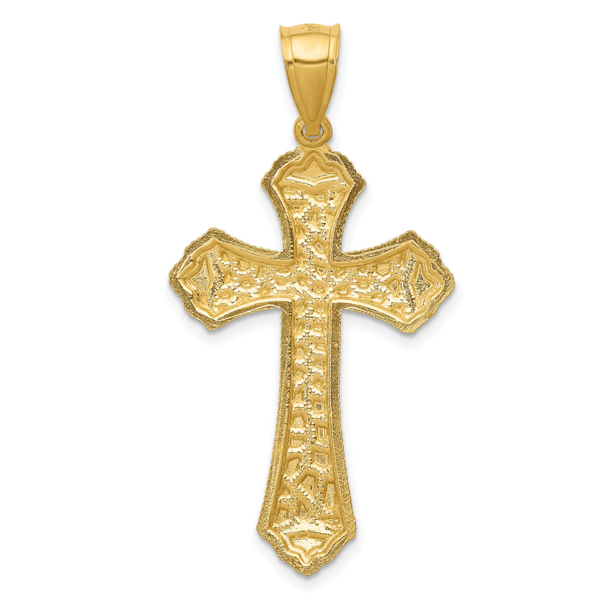 14k Diamond-cut Budded Cross Pendant-K6254