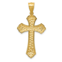 14k Diamond-cut Budded Cross Pendant-K6254