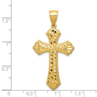 14k Diamond-cut Budded Cross Pendant-K6254