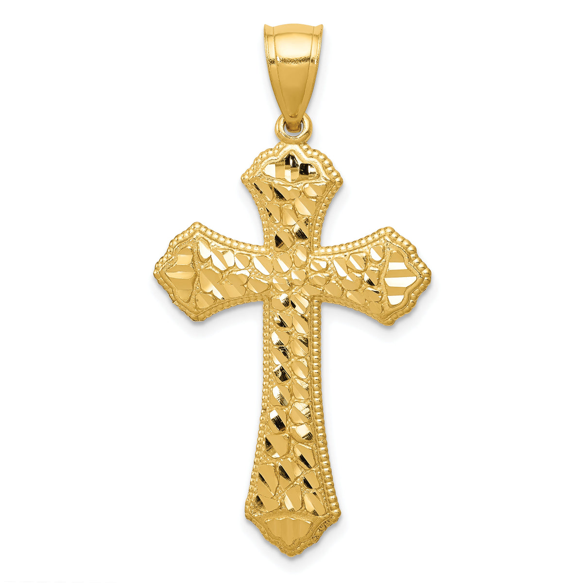 14k Diamond-cut Budded Cross Pendant-K6254