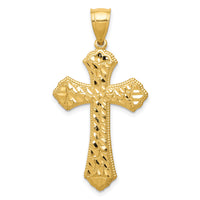 14k Diamond-cut Budded Cross Pendant-K6254