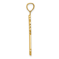 14K Satin and Polished Budded Cross Pendant-K6256