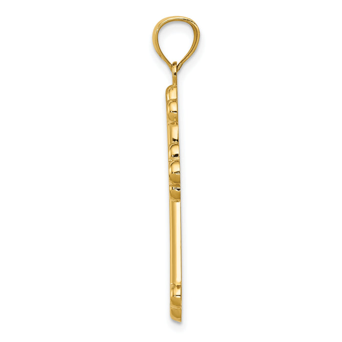 14K Satin and Polished Budded Cross Pendant-K6256