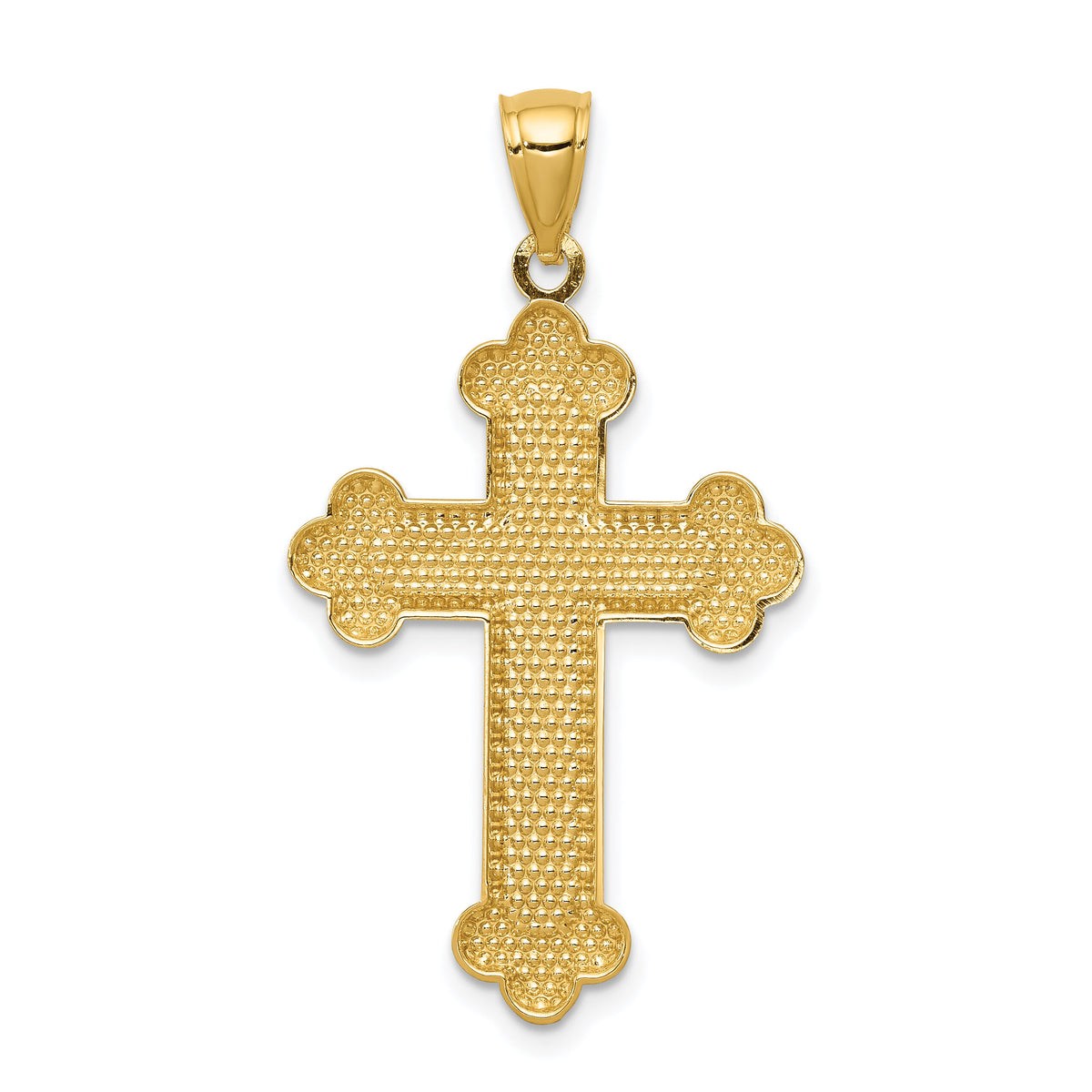 14K Satin and Polished Budded Cross Pendant-K6256